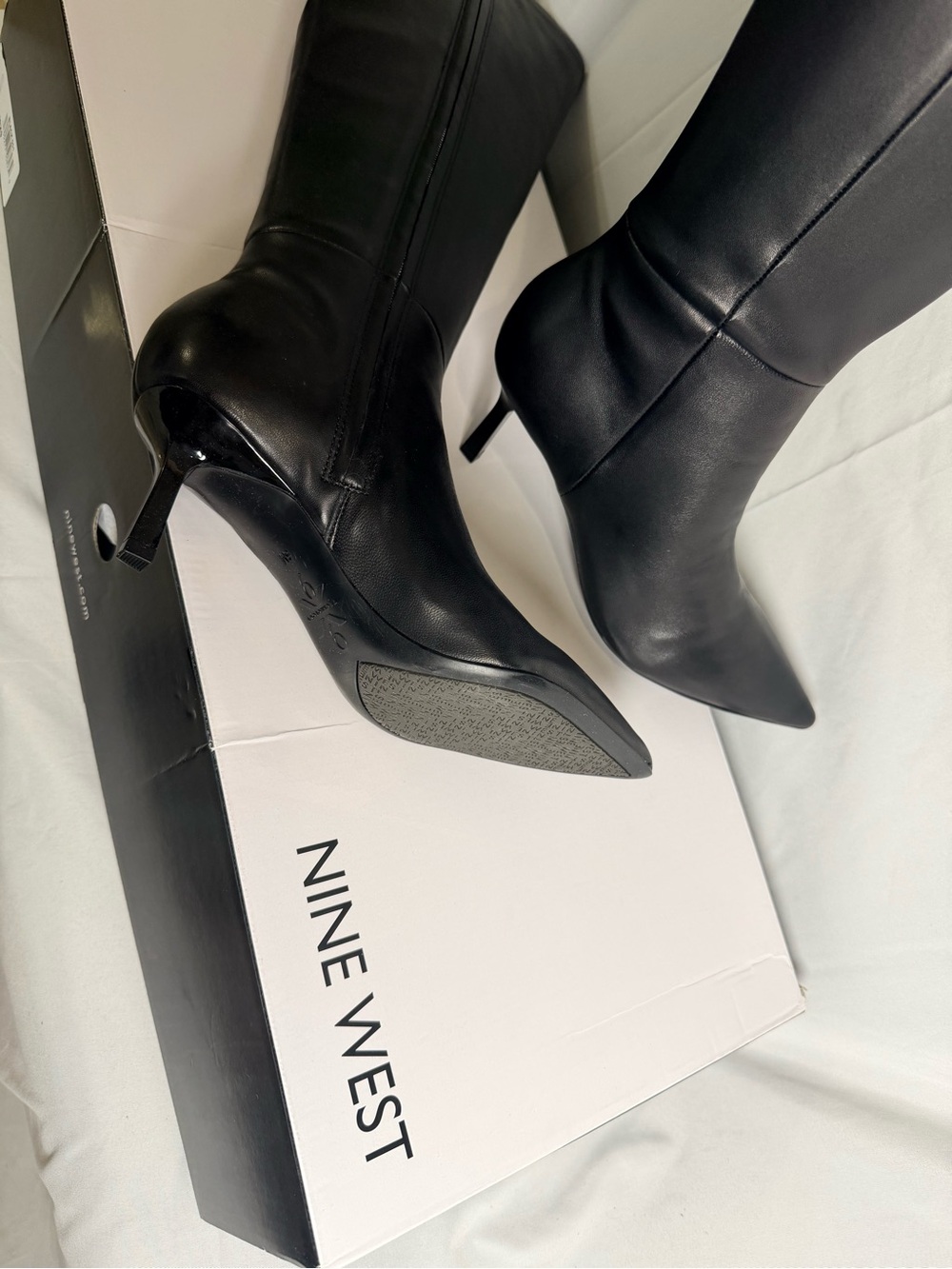 Nine West Black Pointed-Toe Over-the-Knee Leather Boots - Picture 4 of 5